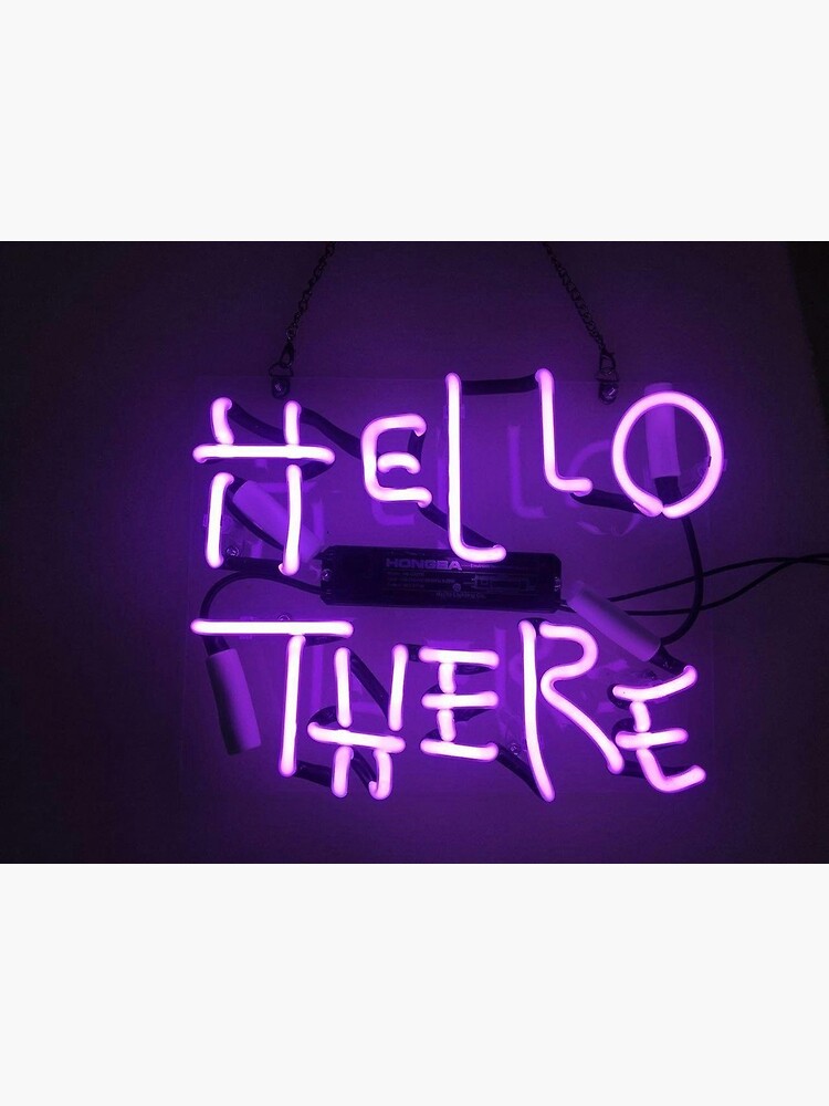 Download Light Purple Aesthetic Hello In Neon Wallpaper