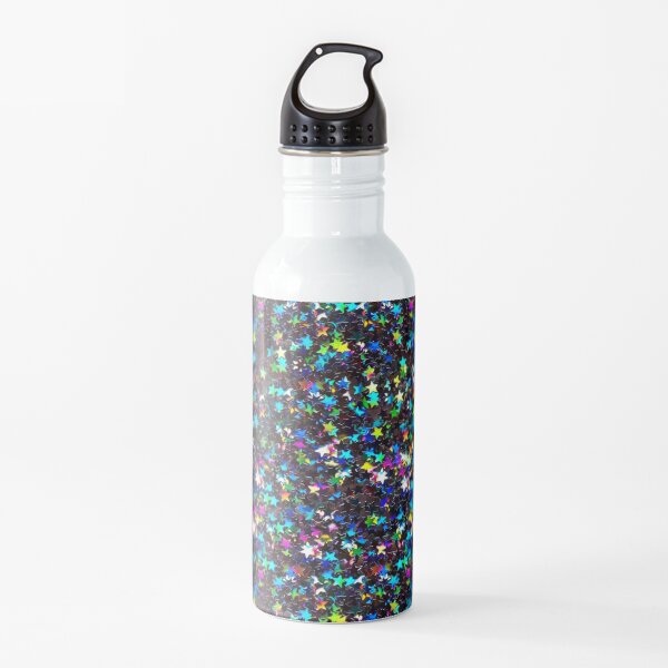 Glitter Stars | Star Glitter | Sparkle Confetti Stars | Multi-color with Black Tint | Water Bottle