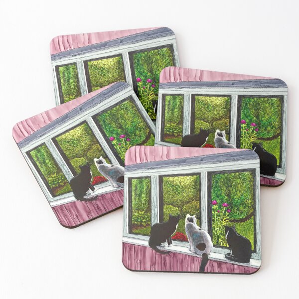 Item preview, Garden Gazing with 3 cats designed and sold by Vera Worthington.