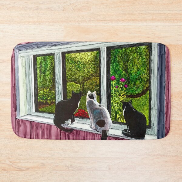 Item preview, Garden Gazing with 3 cats designed and sold by Vera Worthington.