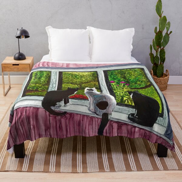 Item preview, Garden Gazing with 3 cats designed and sold by Vera Worthington.
