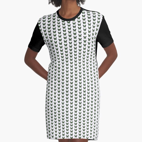 Green Butterfly | Vintage Butterfly | Green and Black | Graphic T-Shirt Dress