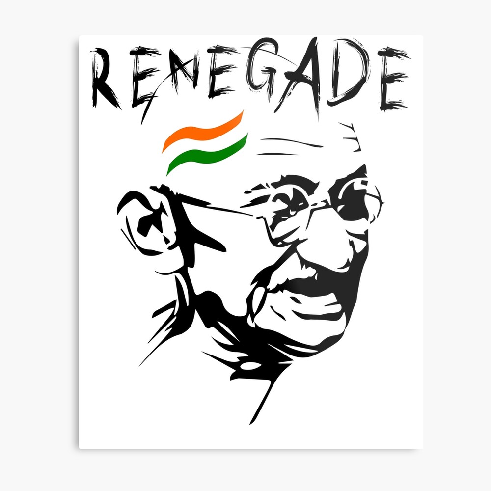 Happy Gandhi Jayanti Poster Hindi Text with Gandhi Sketch and Charkha Free  Vector illustration