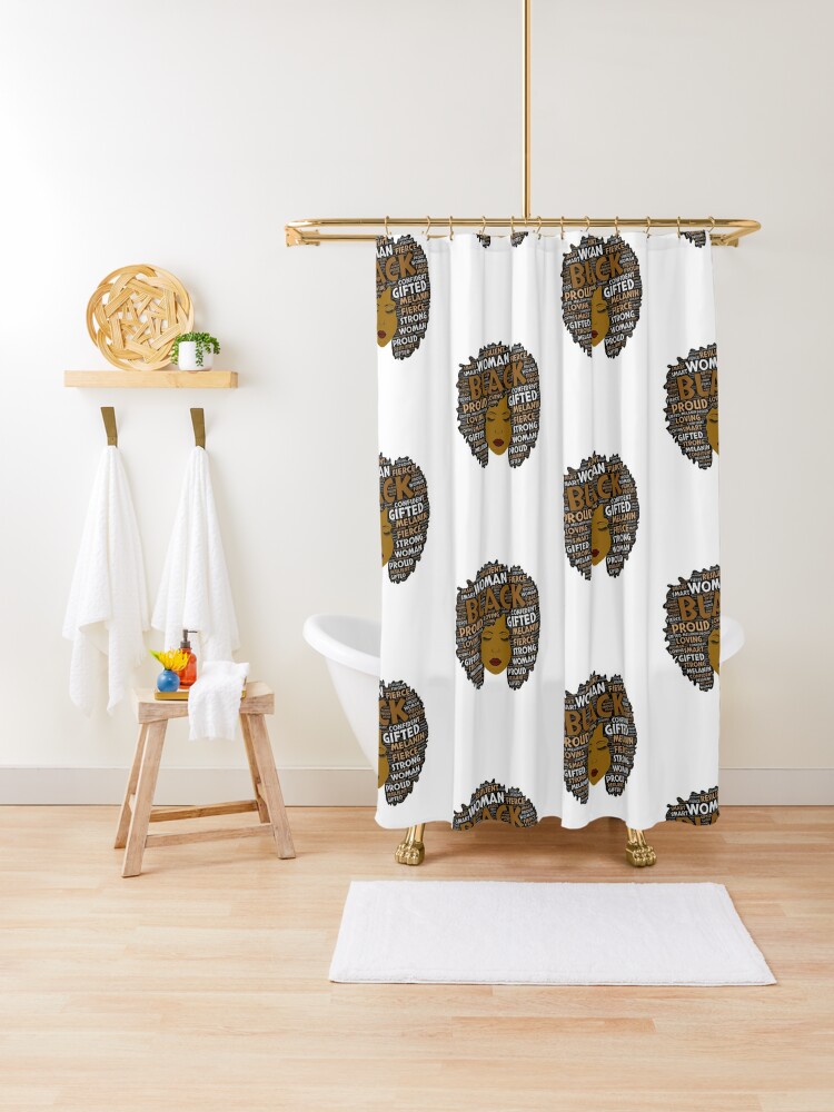 Cute African American Black King Art Melanin Men Shower Curtain