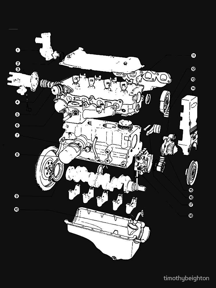 Ford Escort Engine - Exploded drawing. Kid Pullover Hoodie sold by ...