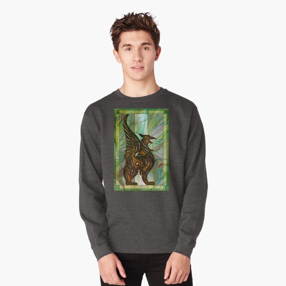 Gryphon: stained glass griffin Pullover Sweatshirt