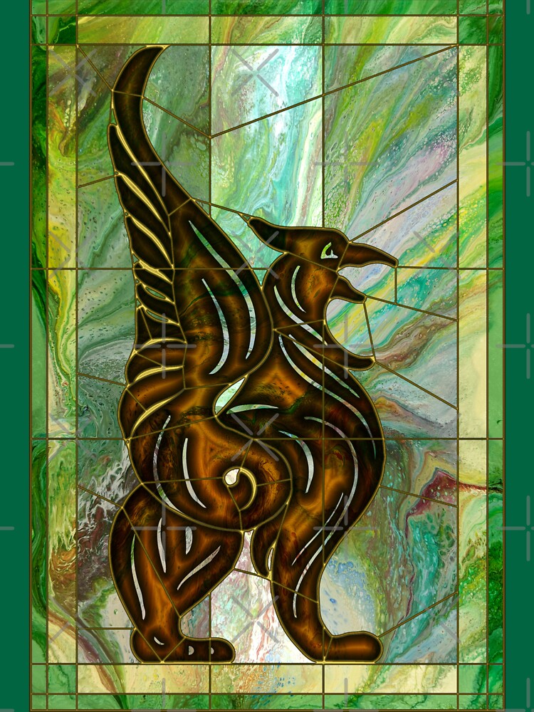 Gryphon: stained glass griffin by kerravonsen