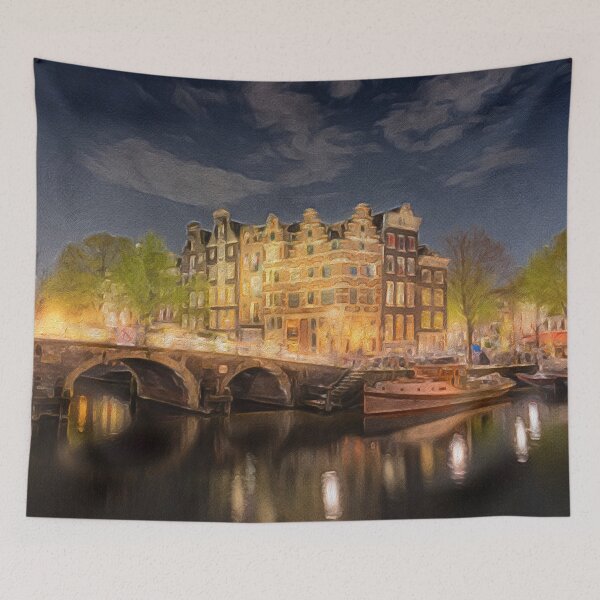 Item preview, Night on the Amsterdam Waterways | Painting  designed and sold by Christopher Taylor.