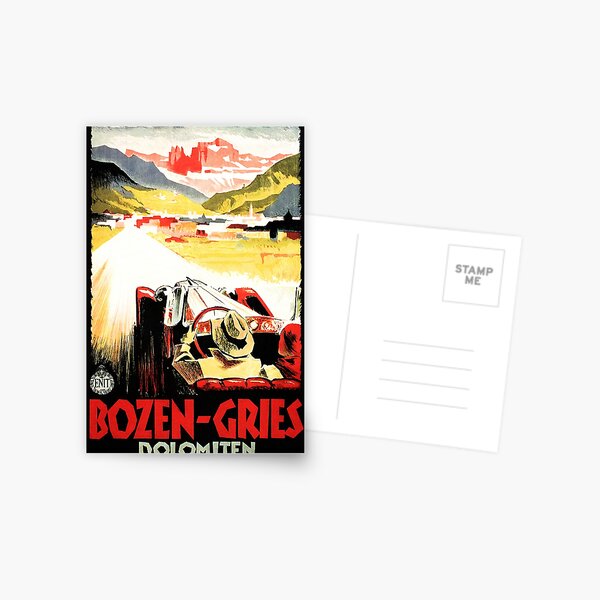 BOZEN GRIES Dolomiten Italian Racing Retro Travel Postcard