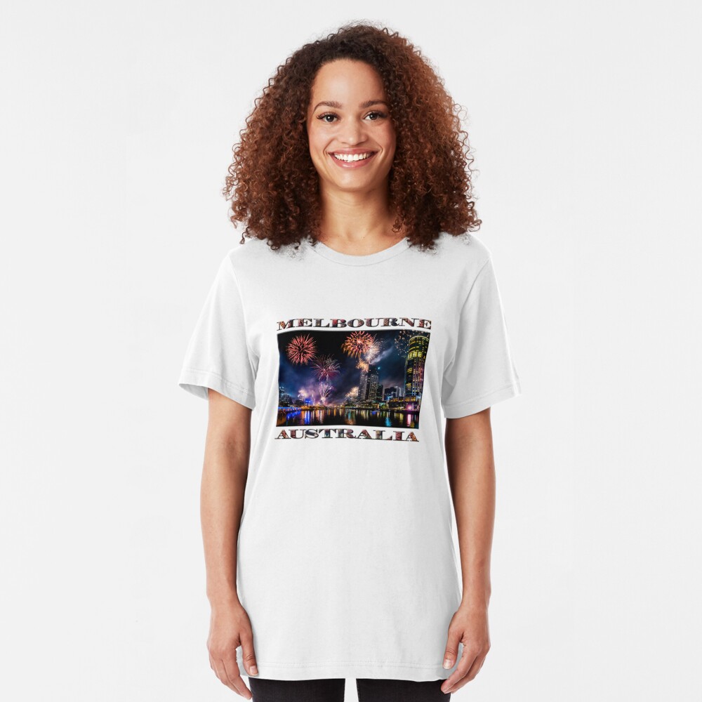 New Year Fireworks, Melbourne Australia Slim Fit T-Shirt