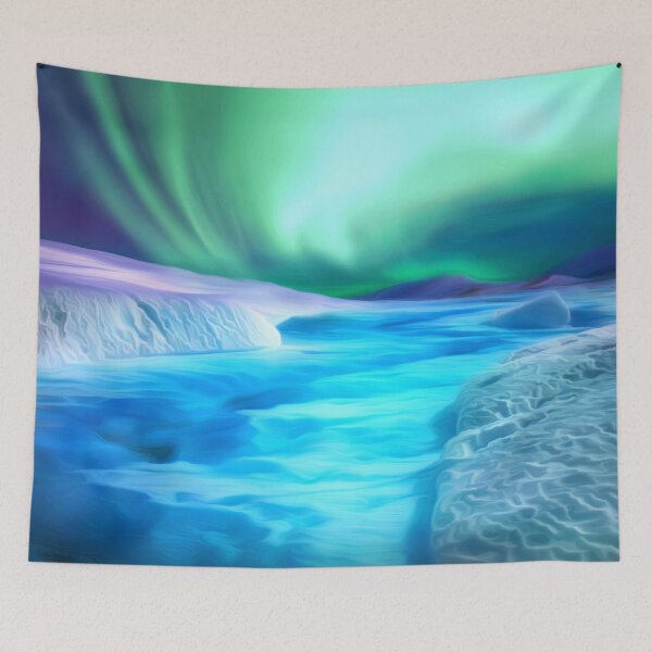 Item preview, The Aurora River | Northern Lights Aurora Borealis - Oil Painting designed and sold by Christopher Taylor.