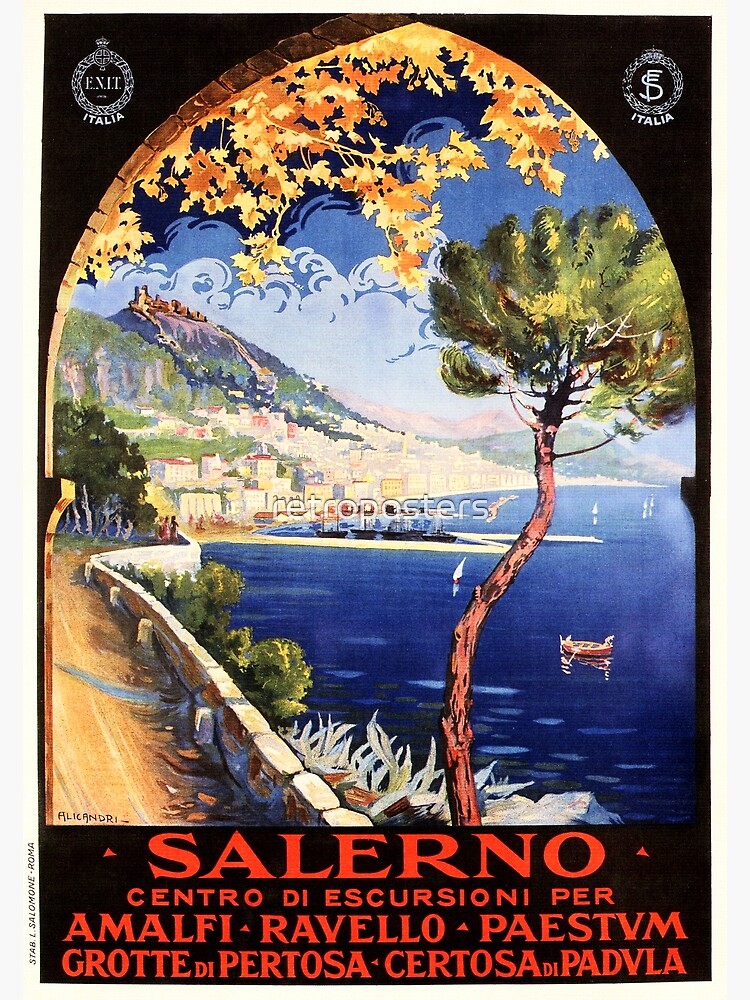 "SALERNO Italian Seaside Port City Vintage Italy Travel" Poster for