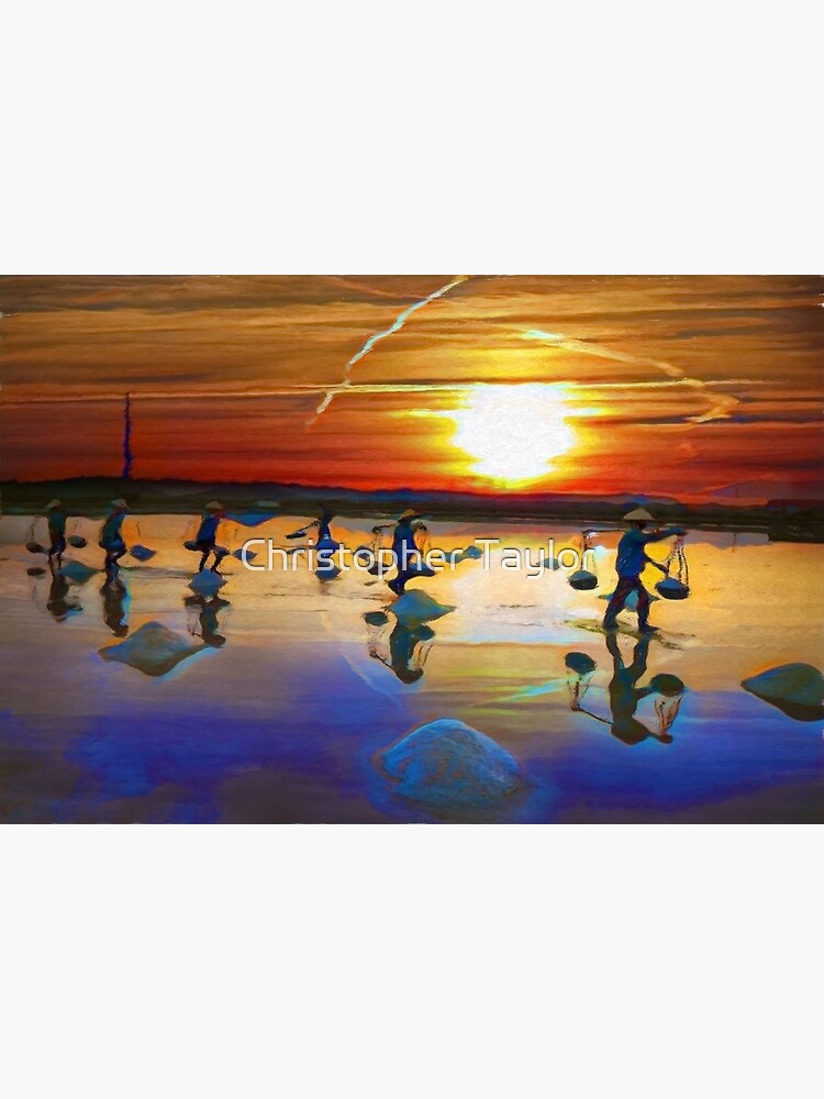 Disover Sunset Over The Paddie Fields | Oil Painting Premium Matte Vertical Poster