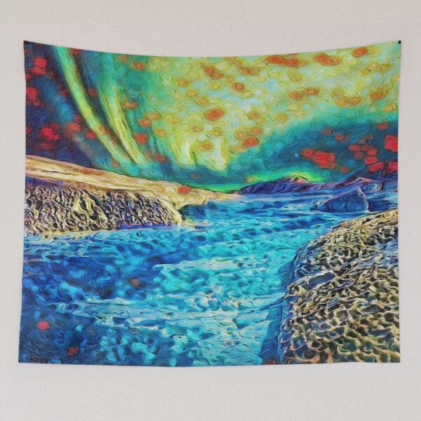 Item preview, A Polar Experience | Northern Lights and River - Abstract Oil Painting designed and sold by Christopher Taylor.