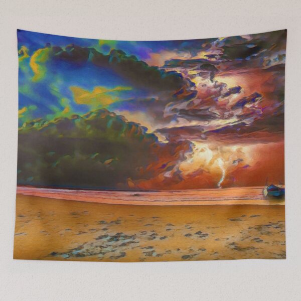Item preview, Rage Over The Ocean | Storm Beach Lightening - Oil Painting designed and sold by Christopher Taylor.