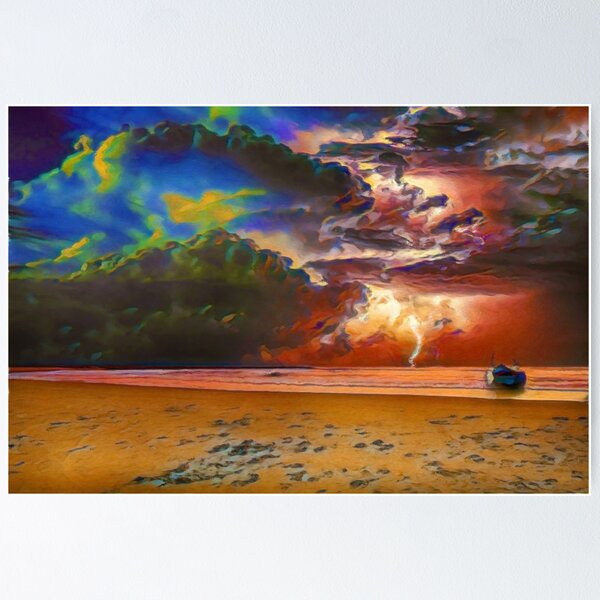 Item preview, Rage Over The Ocean | Storm Beach Lightening - Oil Painting designed and sold by Christopher Taylor.