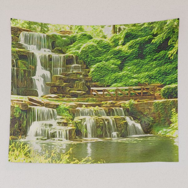 Item preview, Backyard Paradise | Landscaping Cascade Waterfall - Oil Painting Canvas designed and sold by Christopher Taylor.