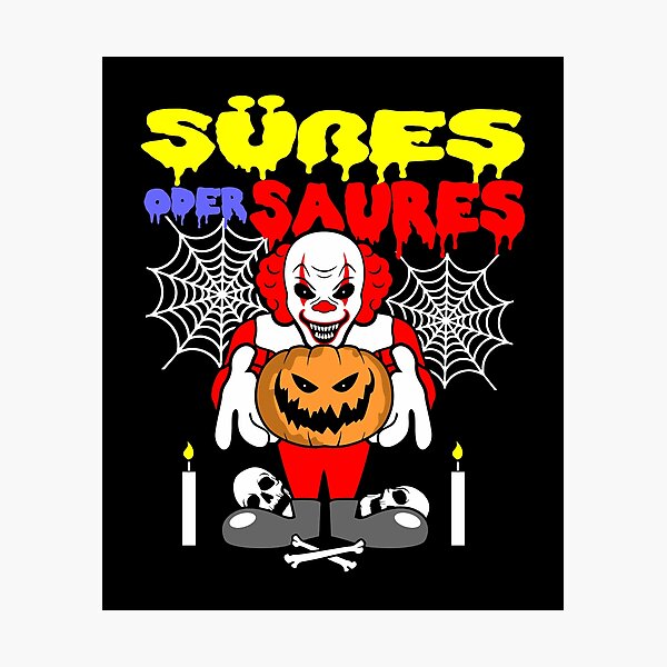 Cute Or Treat Clown Halloween Kids Photographic Print