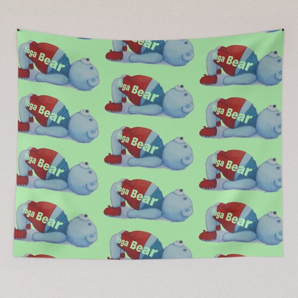 Item preview, Yoga Bear in Bridge Pose green background designed and sold by MonicaArtist.