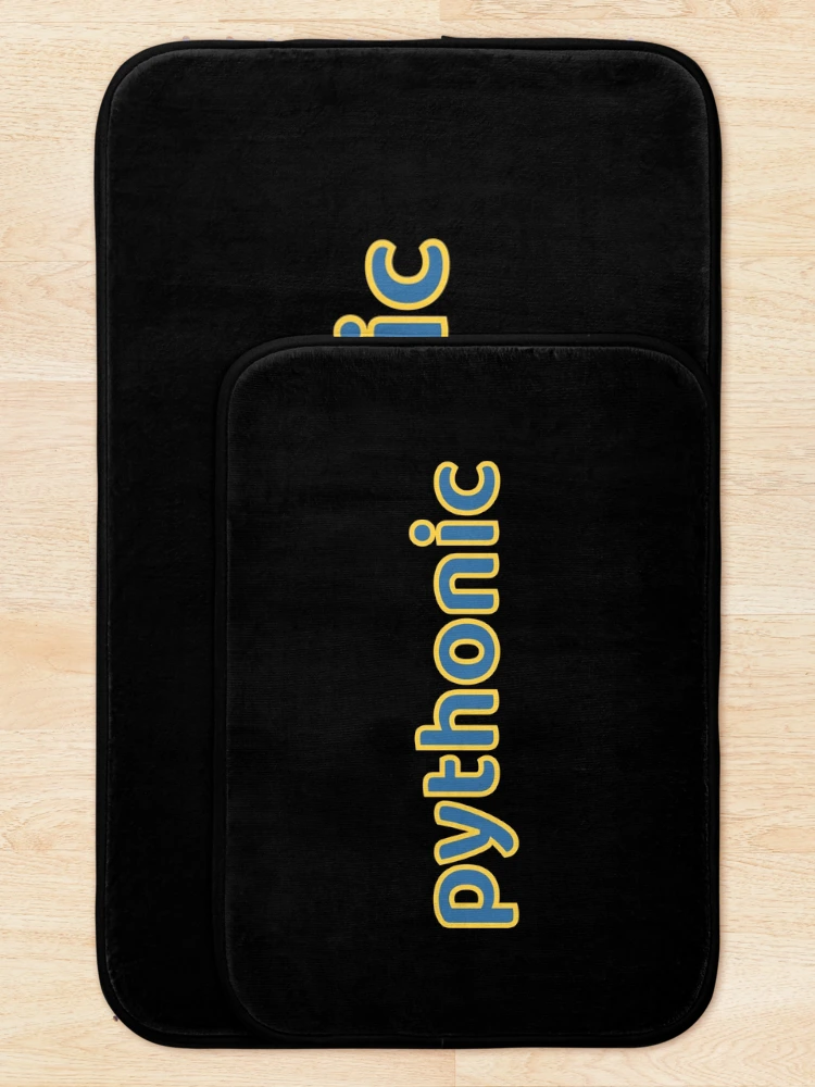 Thumbnail 5 of 6, Bath Mat, Pythonic - Python Programmer Blue/Yellow Text Design designed and sold by geeksta.