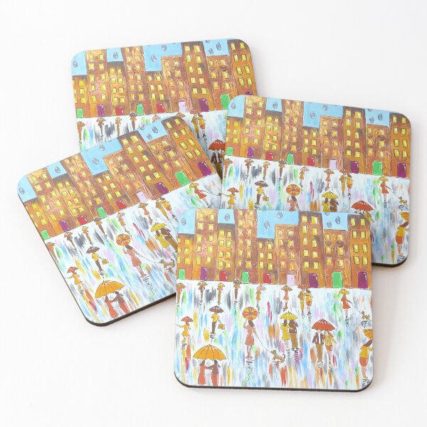 Item preview, Huge Raindrops falling on Colourful Umbrellas designed and sold by Casimirasart.
