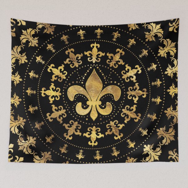 Item preview, Fleur-de-lis - circular ornament - Gold and black designed and sold by k9printart.