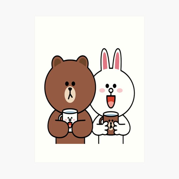 Cute brown bear cony bunny rabbit lovers Art Print