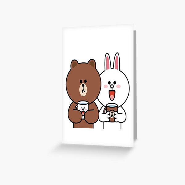 Cute brown bear cony bunny rabbit lovers Greeting Card