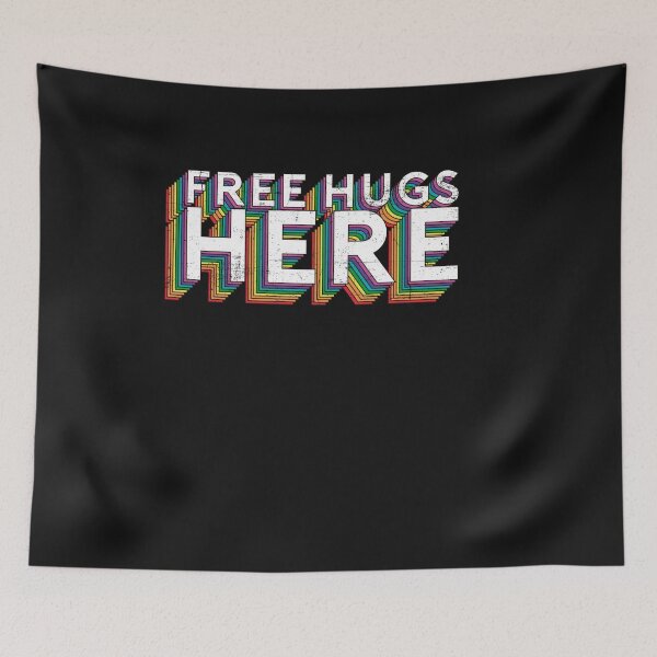 Item preview, Gay Pride Free Hugs Rainbow Vintage Retro Flag LGTB T-Shirt designed and sold by Músico Ilustre.