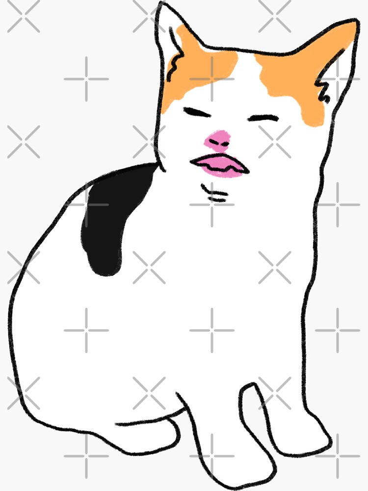 Smug Cat Meme Face - Cat - Sticker