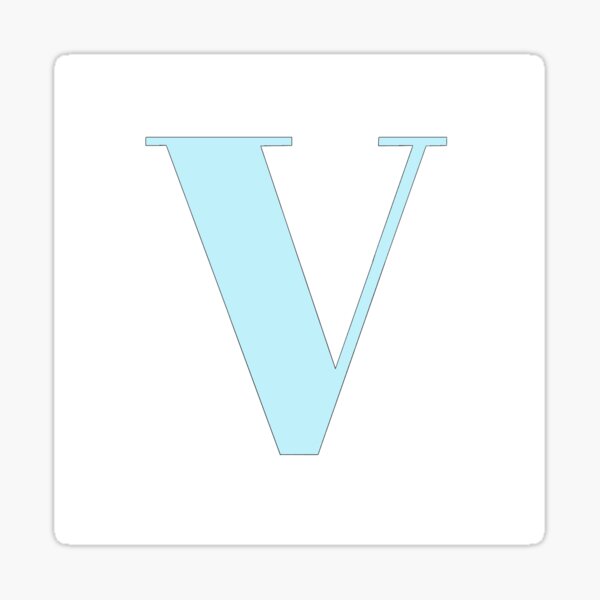 The Letter V Pastel Blue Sticker By Drawingbystephx Redbubble