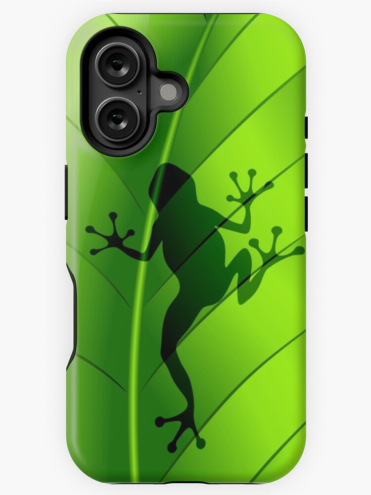Thumbnail 1 of 4, iPhone Case, Frog Shape on Green Leaf designed and sold by BluedarkArt.