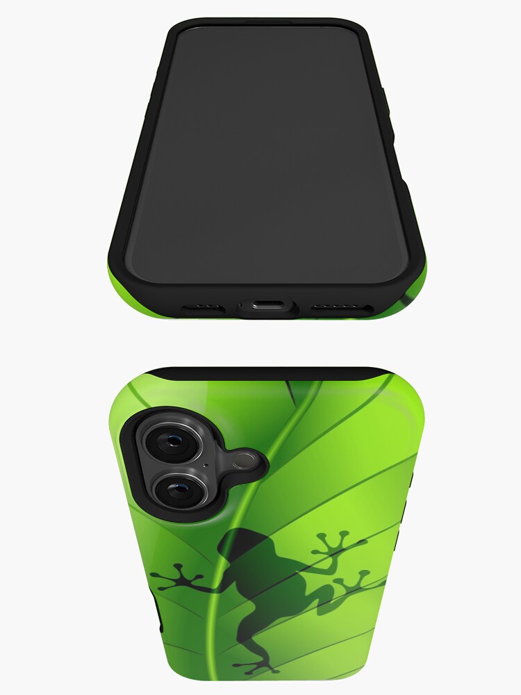 Thumbnail 3 of 4, iPhone Case, Frog Shape on Green Leaf designed and sold by BluedarkArt.
