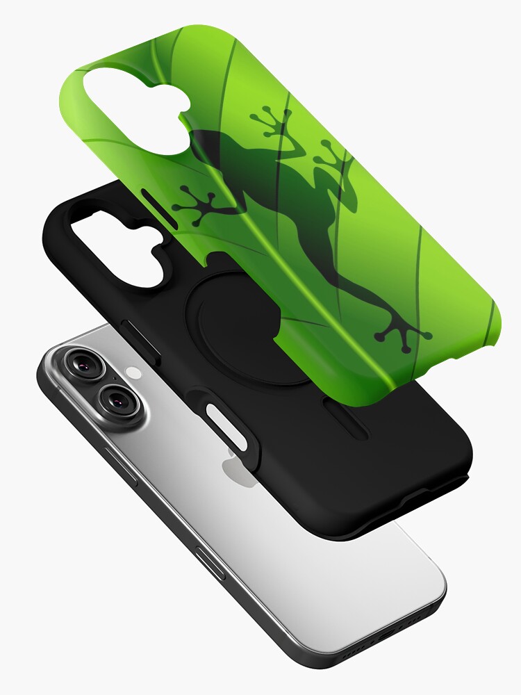 Thumbnail 2 of 4, iPhone Case, Frog Shape on Green Leaf designed and sold by BluedarkArt.