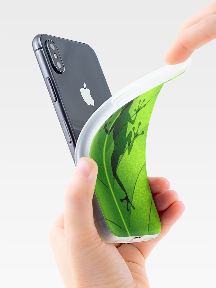 Alternate view of Frog Shape on Green Leaf iPhone Case