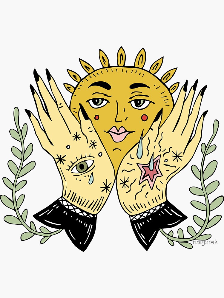 Tarot Hand' Sticker by holykrak  The moon tarot card, Tarot cards