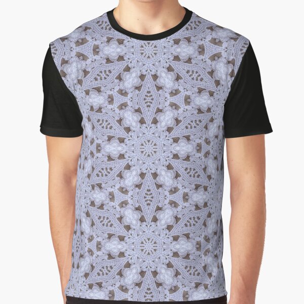 White Lace Pattern Graphic T-Shirt