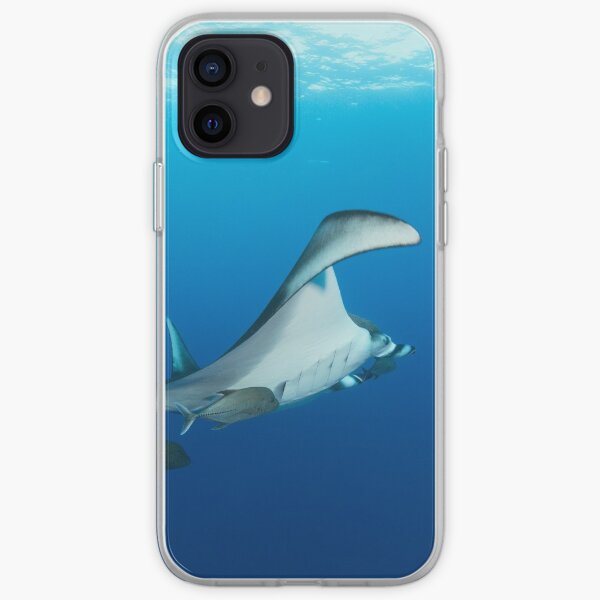 Giant manta ray in the blue iPhone Soft Case