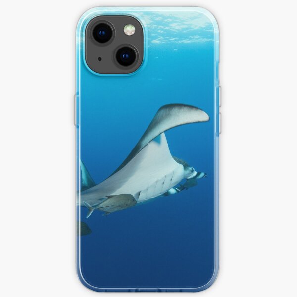 Giant manta ray in the blue iPhone Soft Case