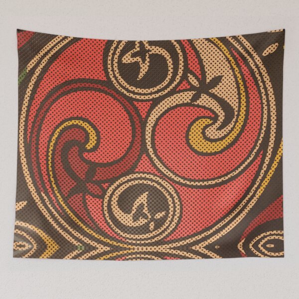 Item preview, Unique floral circle holes design Wall art wallpaper designed and sold by Kam-designs.