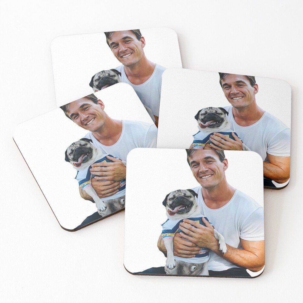 Tyler C. with Dog - Cutout Coasters (Set of 4)