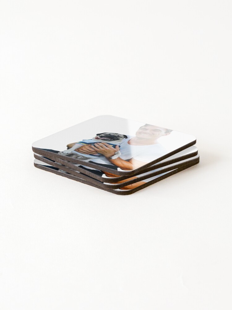 Alternate view of Tyler C. with Dog - Cutout Coasters (Set of 4)