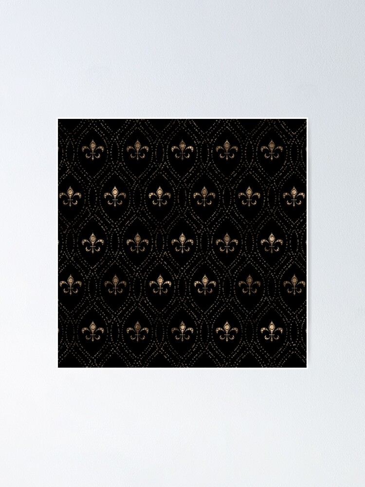 Fleur De Lis Pattern Dot Art Black And Gold Poster For Sale By K9printart Redbubble 6027