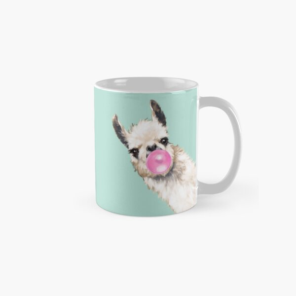 Bubble Gum Sneaky Llama in Green Classic Mug