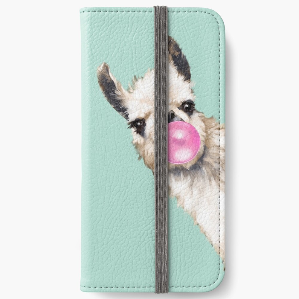 Bubble Gum Sneaky Llama in Green iPhone Wallet