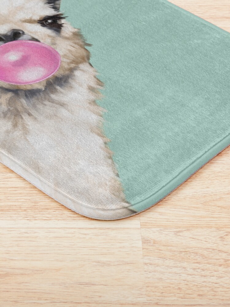 Alternate view of Bubble Gum Sneaky Llama in Green Bath Mat