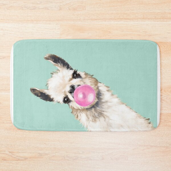 Discover Bubble Gum Sneaky Llama in Green | Bath Mat