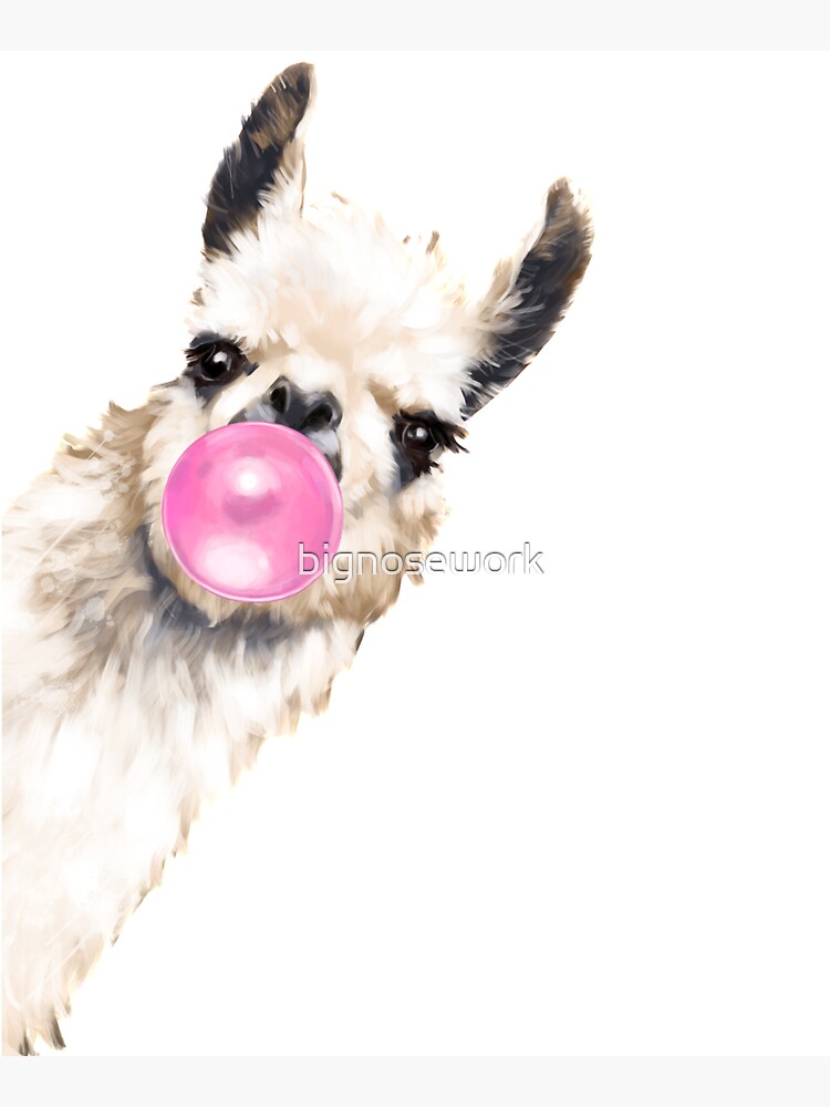 Thumbnail 5 of 5, Tote Bag, Bubble Gum Sneaky Llama in Green designed and sold by bignosework.