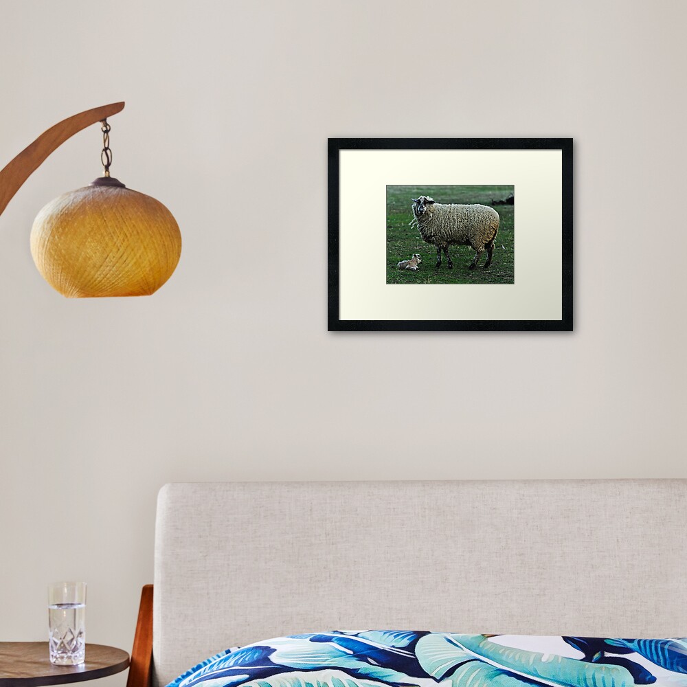 The Tinyest Lamb and Moma On Guard Framed Art Print