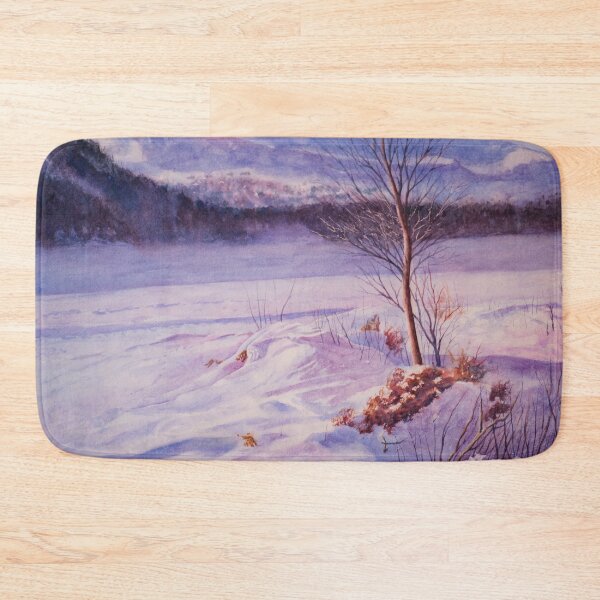 Item preview, January Sun, snow and ice on the lake in bright sunlight. Watercolour winter landscape, by Einar Aasen designed and sold by Einar Aasen.